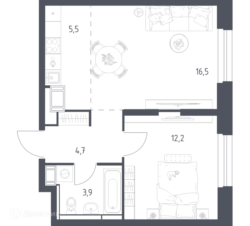 1-комнатная квартира 42.2 м² Мытищи Парк