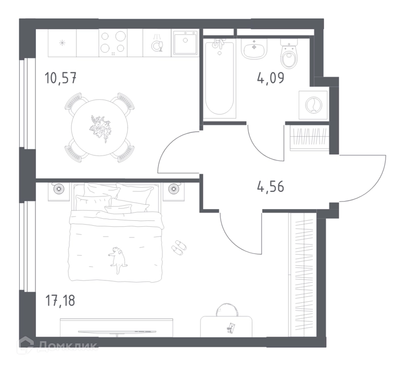 1-комнатная квартира 36.4 м² Мытищи Парк