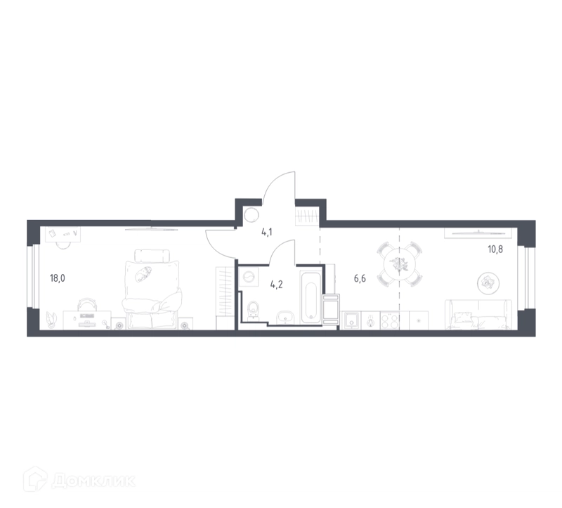 1-комнатная квартира 42.3 м² Мытищи Парк
