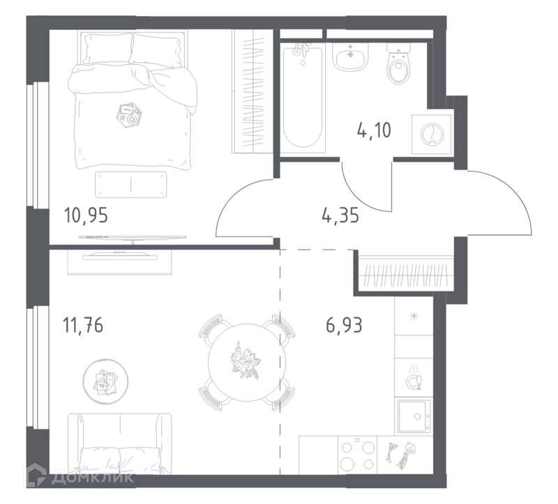 1-комнатная квартира 38.09 м² Мытищи Парк