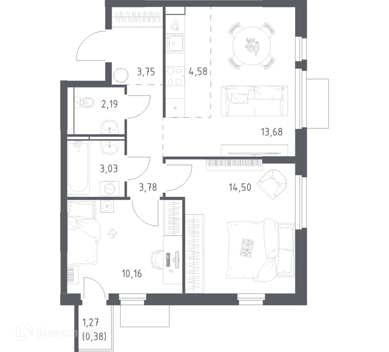 2-комнатная квартира 56.05 м² Мытищи Парк