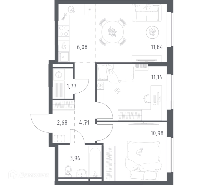 2-комнатная квартира 53.16 м² Мытищи Парк