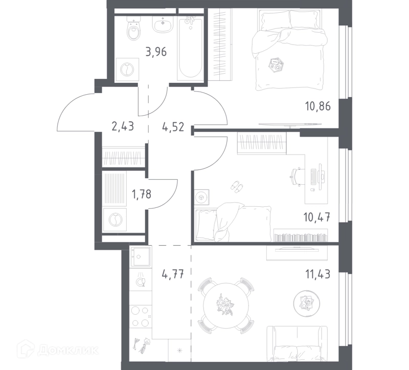 2-комнатная квартира 50.22 м² Мытищи Парк