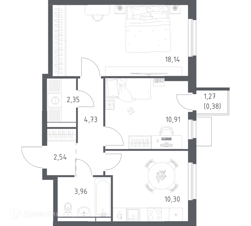 2-комнатная квартира 53.31 м² Мытищи Парк