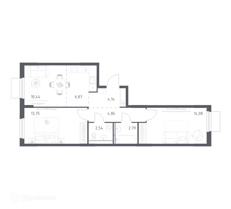 2-комнатная квартира 59.47 м² Мытищи Парк