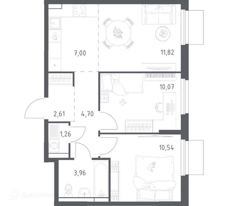 2-комнатная квартира 51.96 м² Мытищи Парк