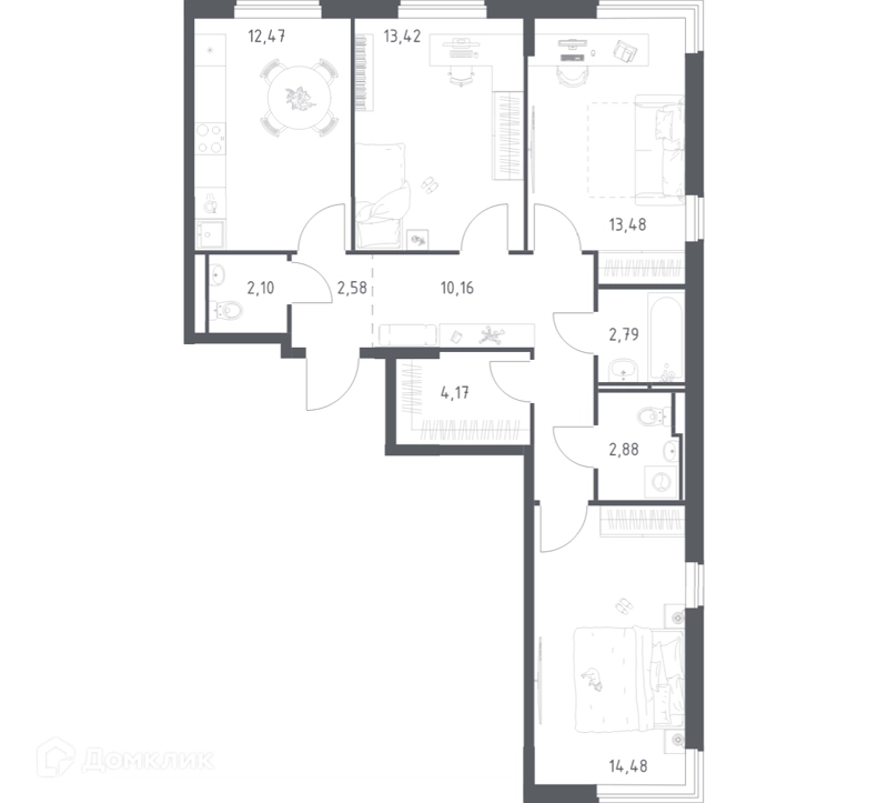 3-комнатная квартира 78.53 м² Мытищи Парк
