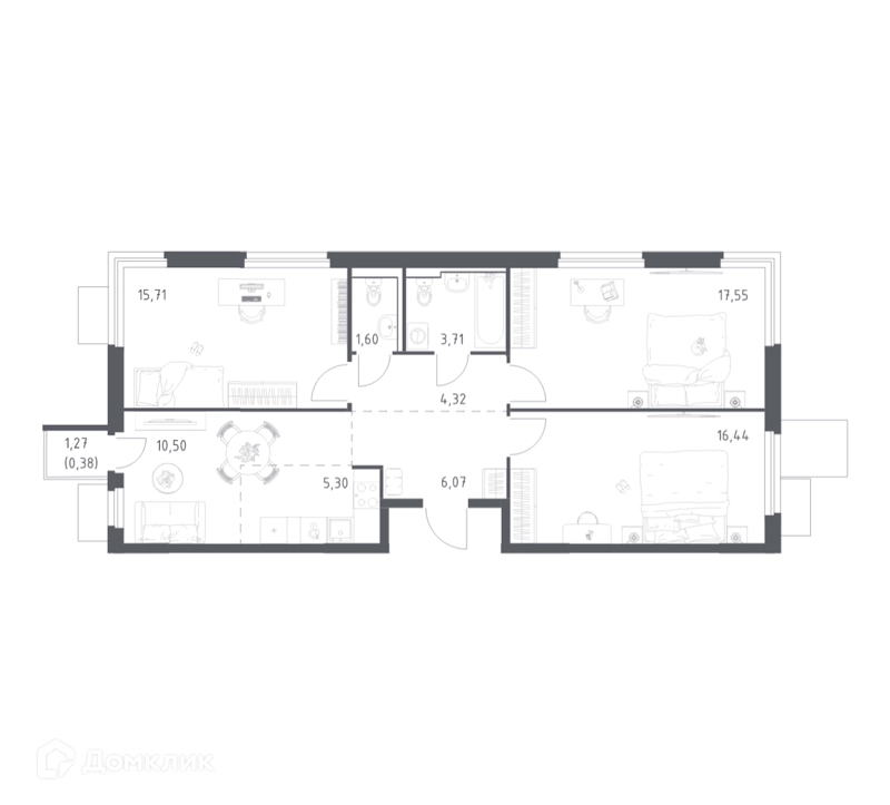3-комнатная квартира 81.58 м² Мытищи Парк