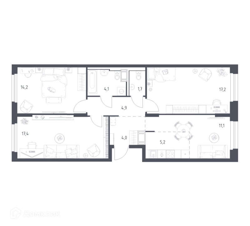 3-комнатная квартира 79.5 м² Мытищи Парк