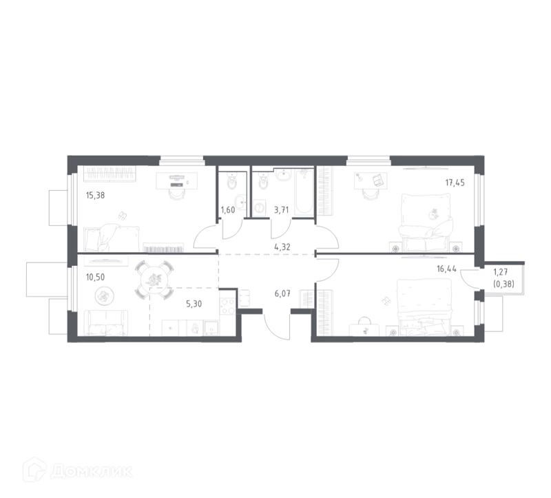 3-комнатная квартира 81.15 м² Мытищи Парк