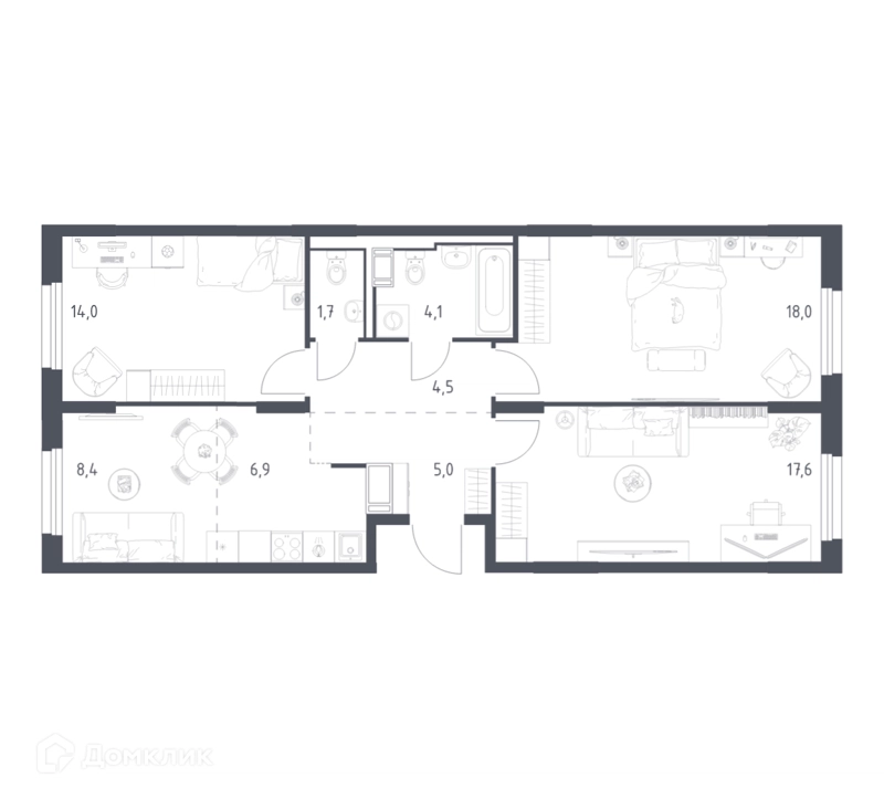 3-комнатная квартира 79.3 м² Мытищи Парк