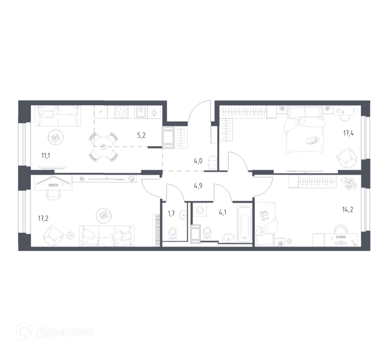 3-комнатная квартира 78.9 м² Мытищи Парк