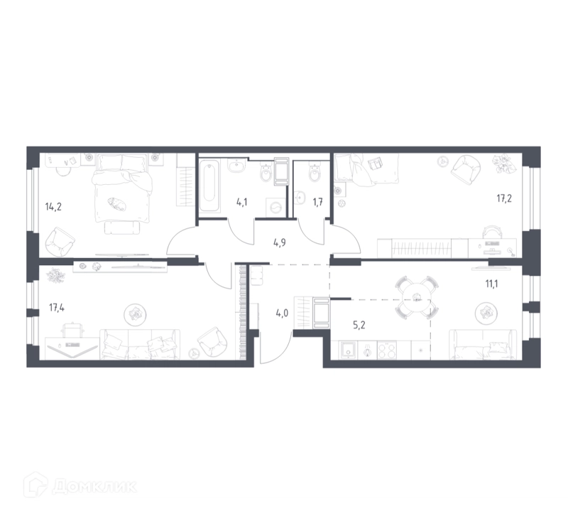3-комнатная квартира 79 м² Мытищи Парк