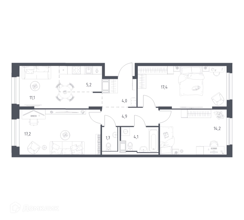 3-комнатная квартира 78.8 м² Мытищи Парк