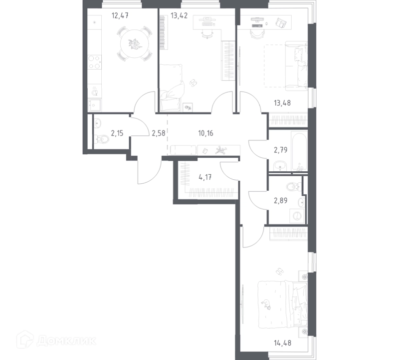 3-комнатная квартира 78.59 м² Мытищи Парк