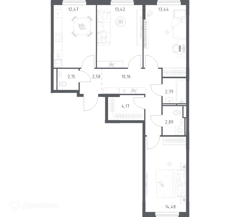 3-комнатная квартира 78.55 м² Мытищи Парк