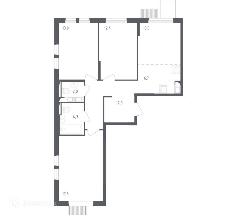3-комнатная квартира 77.3 м² Мытищи Парк