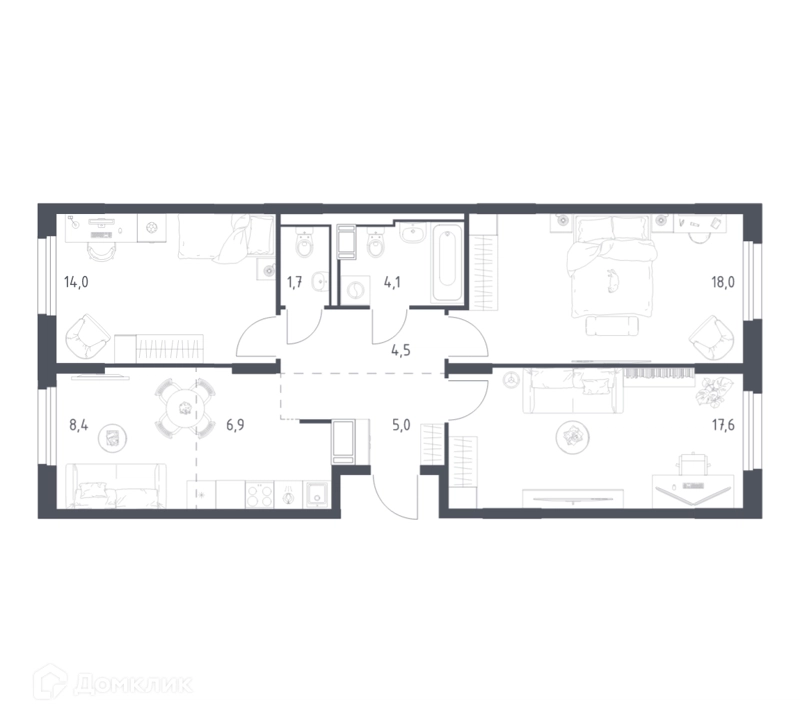 3-комнатная квартира 79.2 м² Мытищи Парк