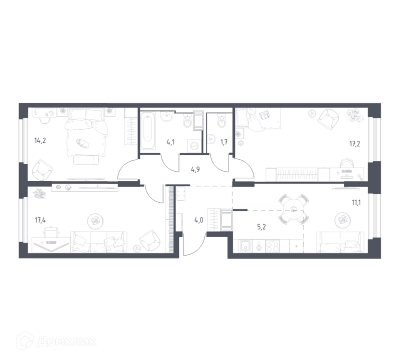 3-комнатная квартира 79.2 м² Мытищи Парк
