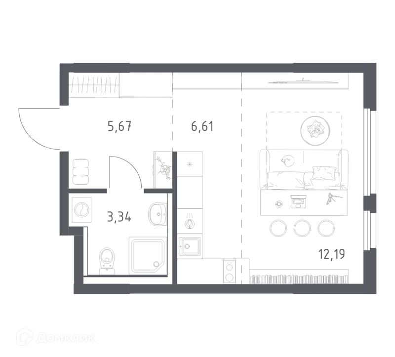Студия 27.81 м² Пригород Лесное