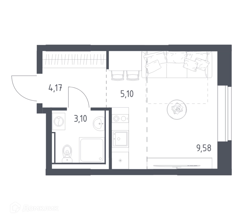 Студия 21.95 м² Пригород Лесное