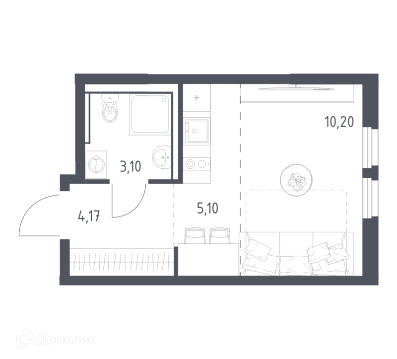 Студия 22.57 м² Пригород Лесное