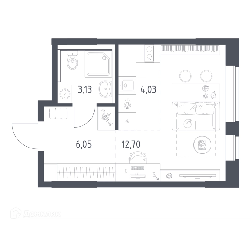 Студия 25.91 м² Пригород Лесное