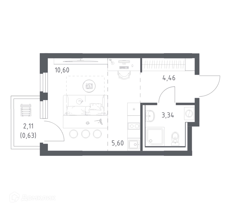 Студия 24.63 м² Пригород Лесное