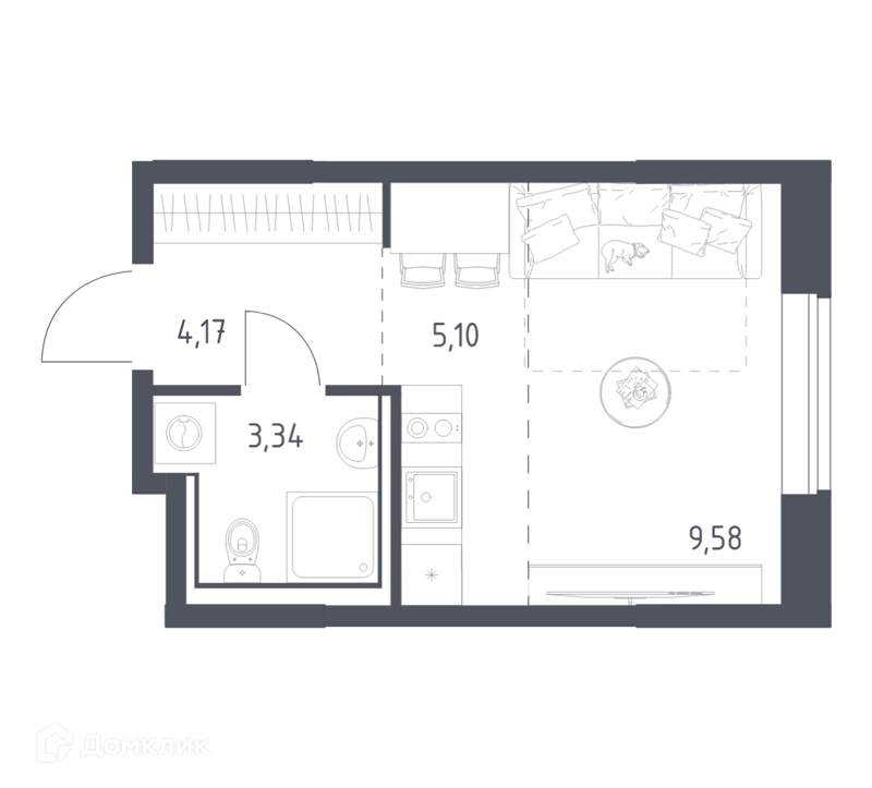 Студия 22.19 м² Пригород Лесное