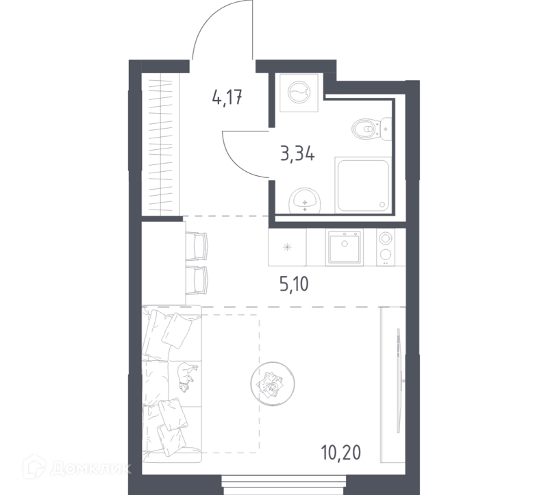 Студия 22.81 м² Пригород Лесное
