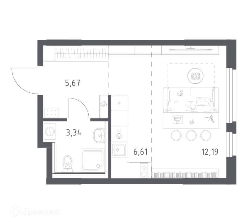 Студия 27.81 м² Пригород Лесное