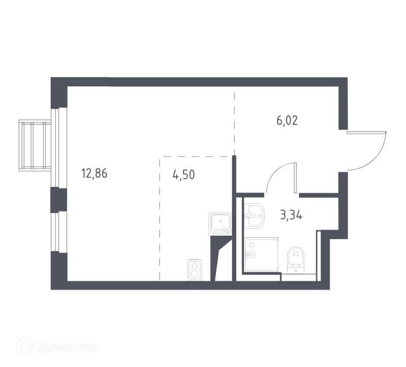 Студия 26.4 м² Пригород Лесное