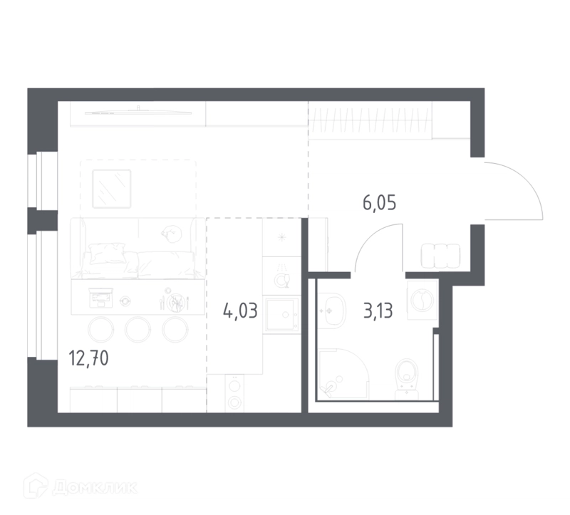 Студия 25.91 м² Пригород Лесное