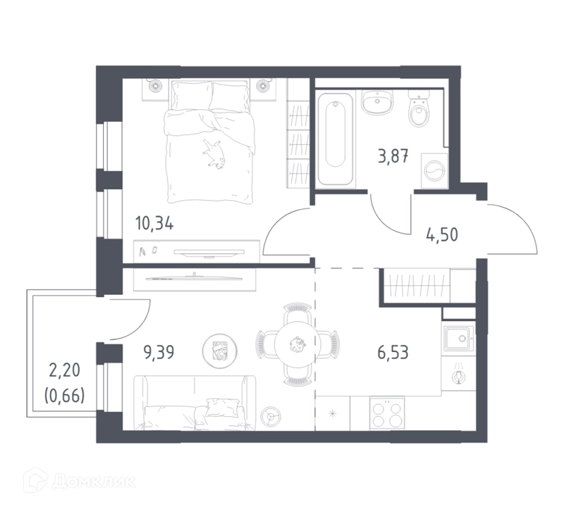 1-комнатная квартира 36.83 м² Пригород Лесное
