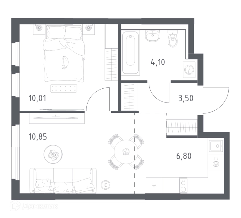 1-комнатная квартира 35.26 м² Пригород Лесное