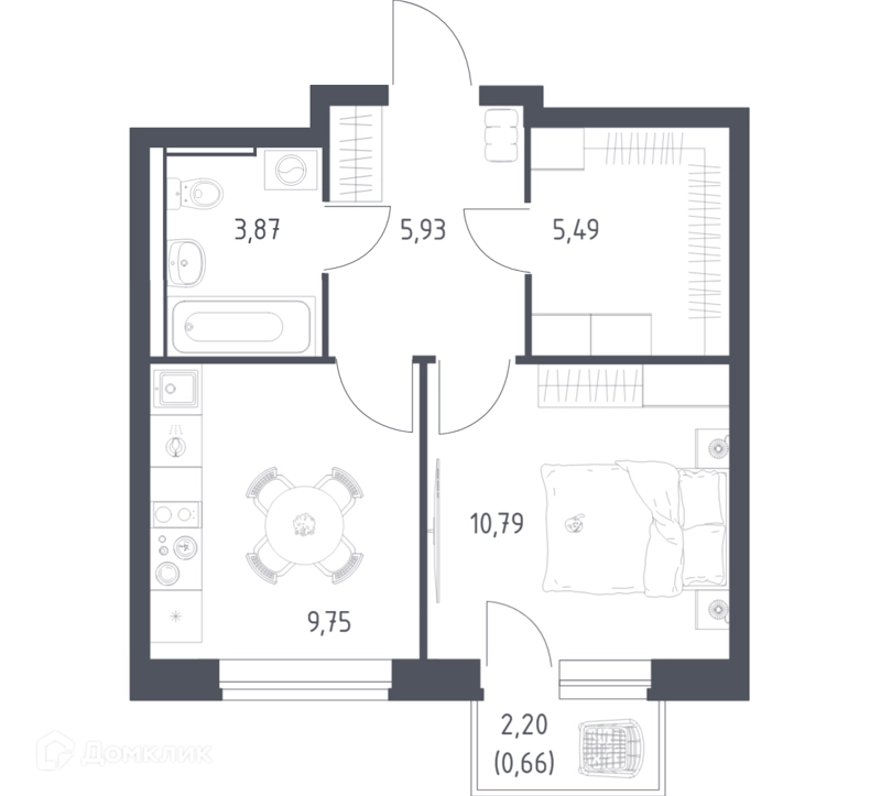 1-комнатная квартира 35.9 м² Пригород Лесное