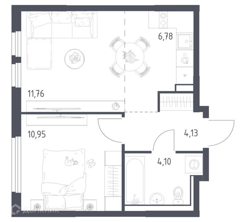 1-комнатная квартира 37.72 м² Пригород Лесное