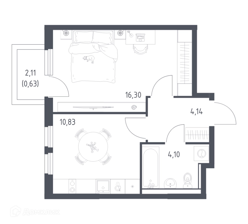 1-комнатная квартира 36 м² Пригород Лесное