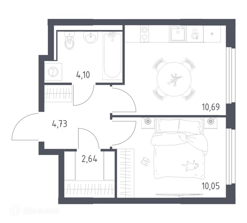 1-комнатная квартира 32.21 м² Пригород Лесное