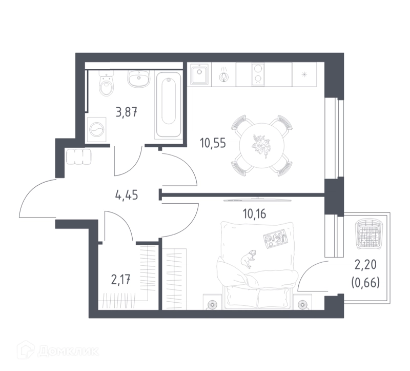 1-комнатная квартира 31.5 м² Пригород Лесное