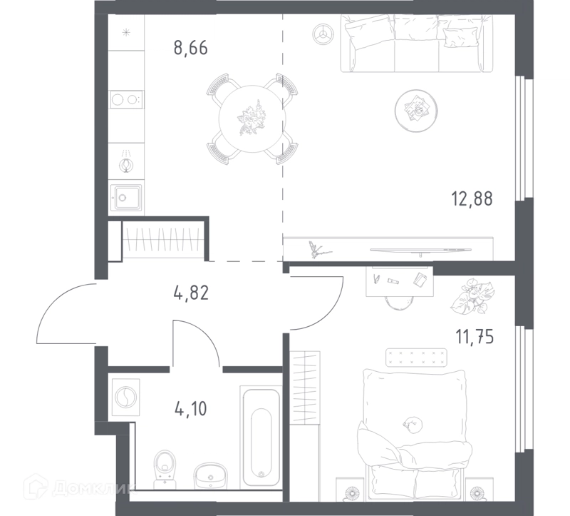 1-комнатная квартира 42.21 м² Пригород Лесное