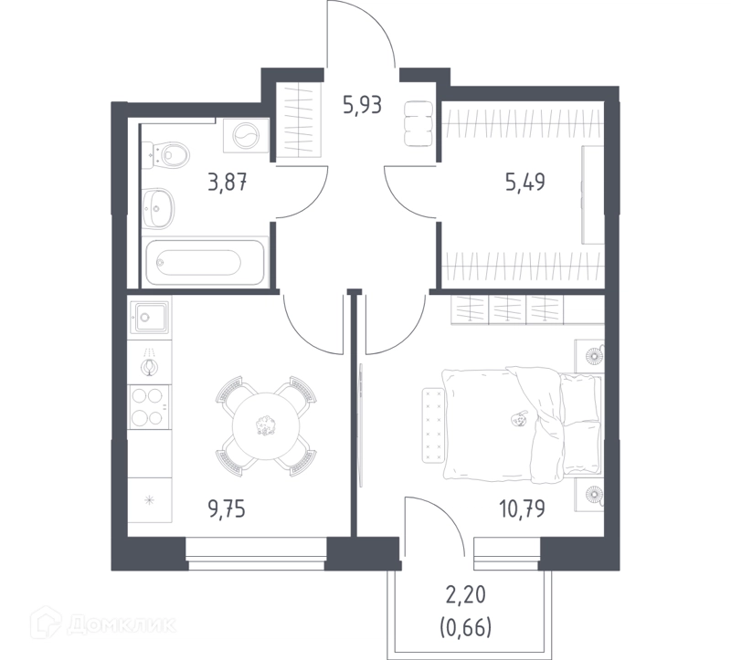 1-комнатная квартира 36.49 м² Пригород Лесное