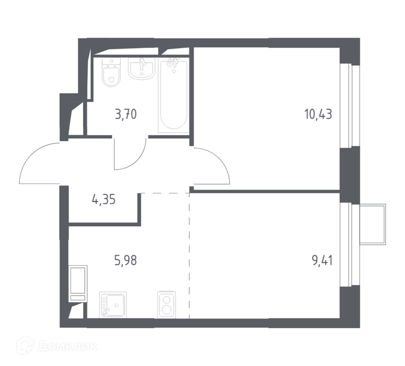 1-комнатная квартира 33.7 м² Пригород Лесное