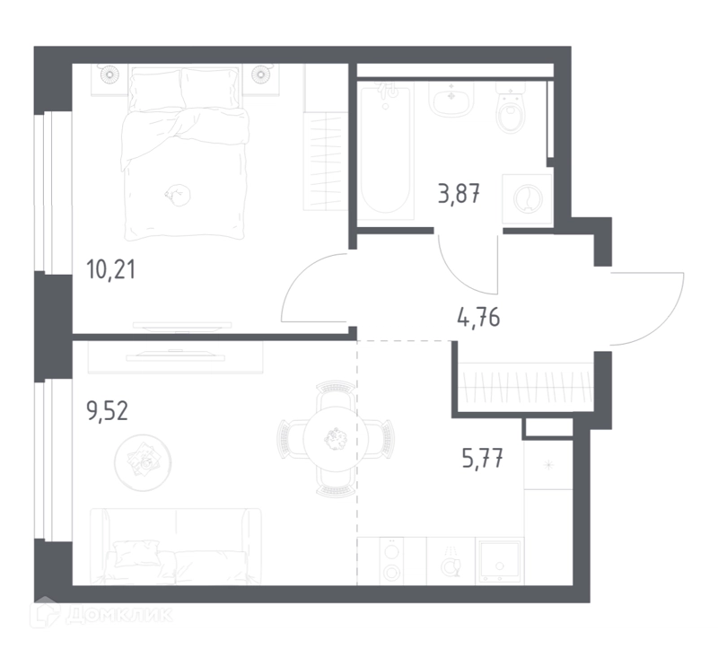 1-комнатная квартира 34.13 м² Пригород Лесное