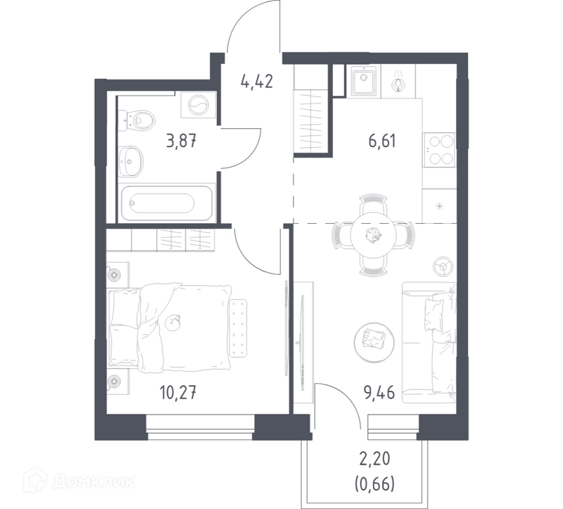 1-комнатная квартира 35.29 м² Пригород Лесное