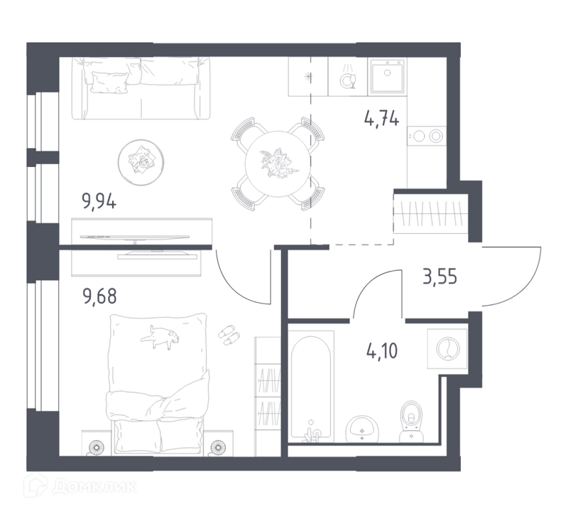 1-комнатная квартира 32.01 м² Пригород Лесное