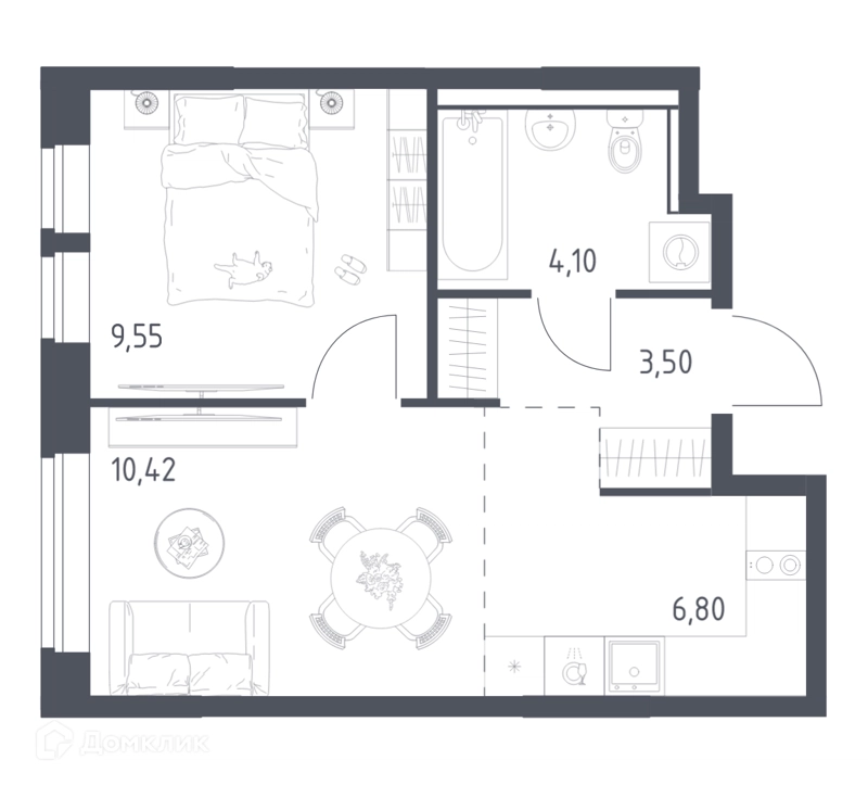 1-комнатная квартира 34.37 м² Пригород Лесное