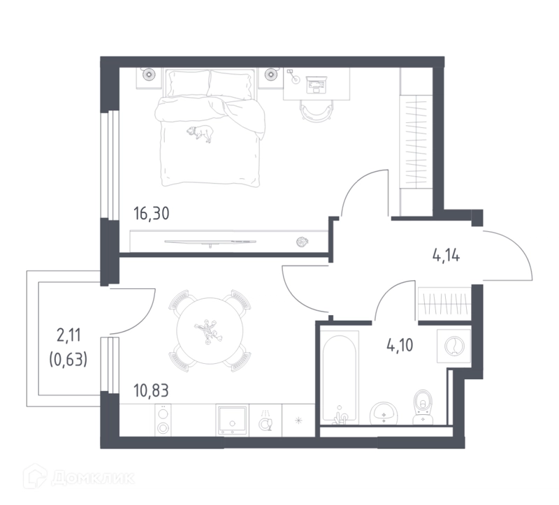 1-комнатная квартира 36 м² Пригород Лесное