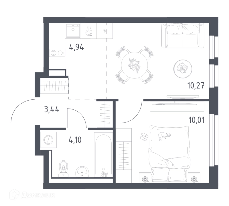 1-комнатная квартира 32.76 м² Пригород Лесное