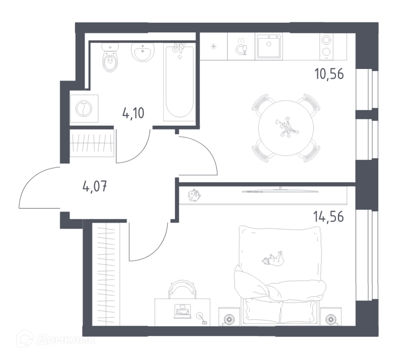 1-комнатная квартира 33.29 м² Пригород Лесное